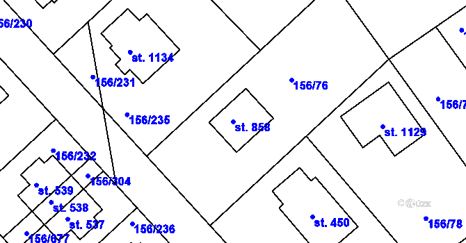 Parcela st. 858 v KÚ Chýně, Katastrální mapa