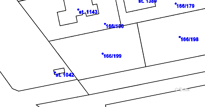 Parcela st. 166/199 v KÚ Chýně, Katastrální mapa