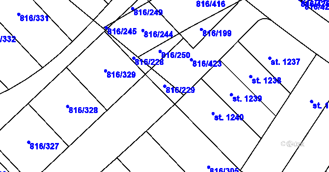 Parcela st. 816/229 v KÚ Chýně, Katastrální mapa
