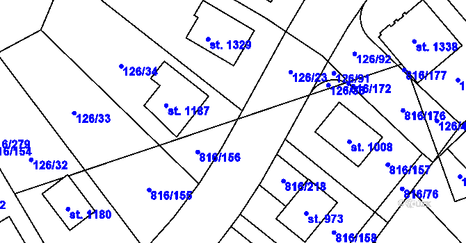 Parcela st. 816/263 v KÚ Chýně, Katastrální mapa