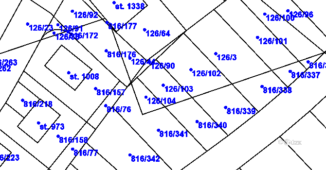 Parcela st. 126/103 v KÚ Chýně, Katastrální mapa