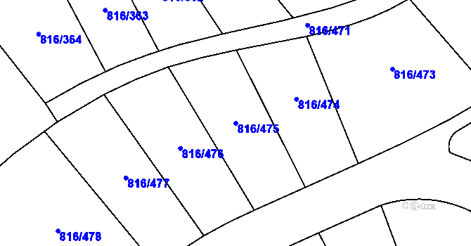 Parcela st. 816/475 v KÚ Chýně, Katastrální mapa