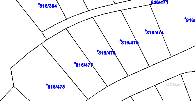 Parcela st. 816/476 v KÚ Chýně, Katastrální mapa
