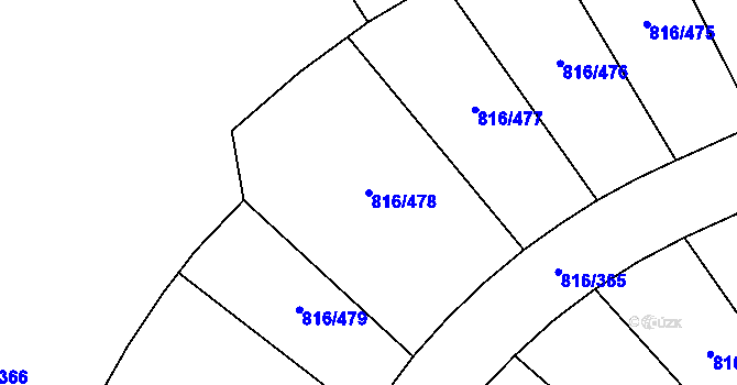 Parcela st. 816/478 v KÚ Chýně, Katastrální mapa