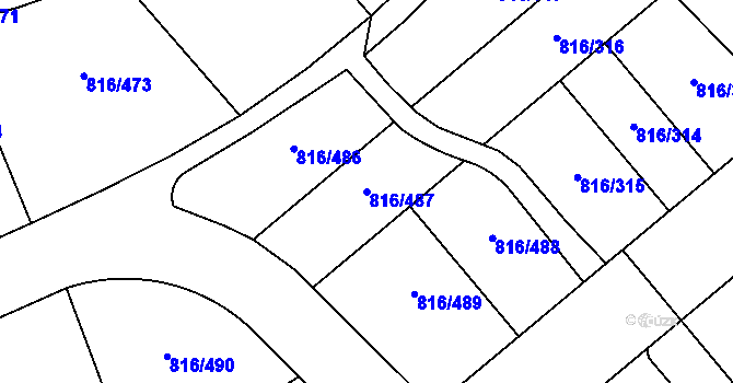 Parcela st. 816/487 v KÚ Chýně, Katastrální mapa