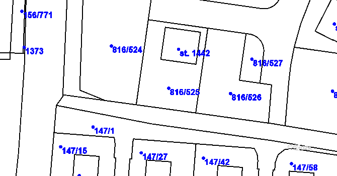 Parcela st. 816/525 v KÚ Chýně, Katastrální mapa