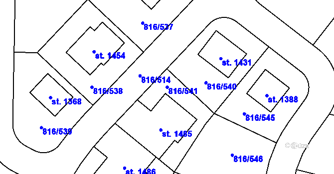 Parcela st. 816/541 v KÚ Chýně, Katastrální mapa