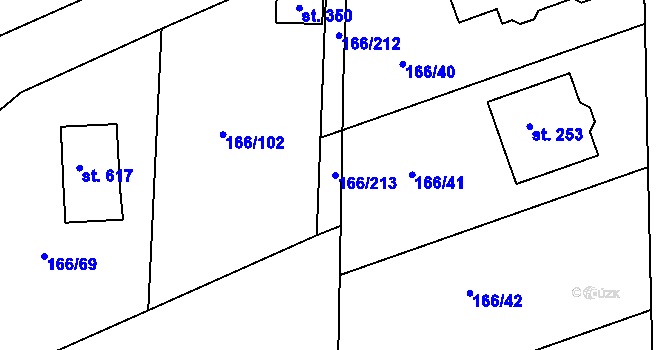 Parcela st. 166/213 v KÚ Chýně, Katastrální mapa