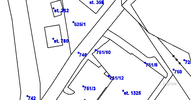 Parcela st. 751/10 v KÚ Chýně, Katastrální mapa