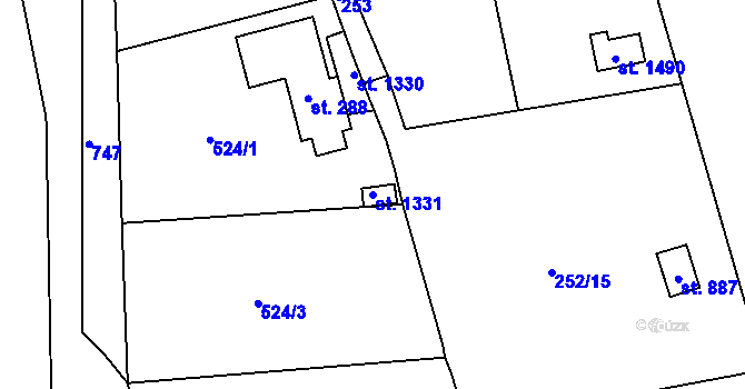 Parcela st. 1331 v KÚ Chýně, Katastrální mapa