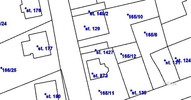 Parcela st. 1427 v KÚ Chýně, Katastrální mapa