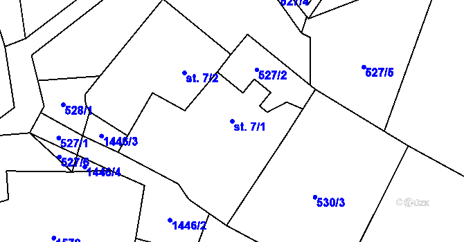 Parcela st. 7/1 v KÚ Chýnov u Tábora, Katastrální mapa