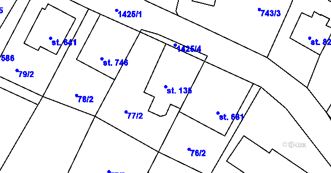 Parcela st. 135 v KÚ Chýnov u Tábora, Katastrální mapa