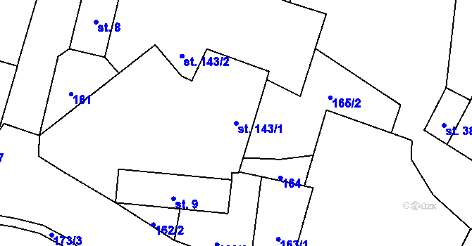 Parcela st. 143/1 v KÚ Chýnov u Tábora, Katastrální mapa
