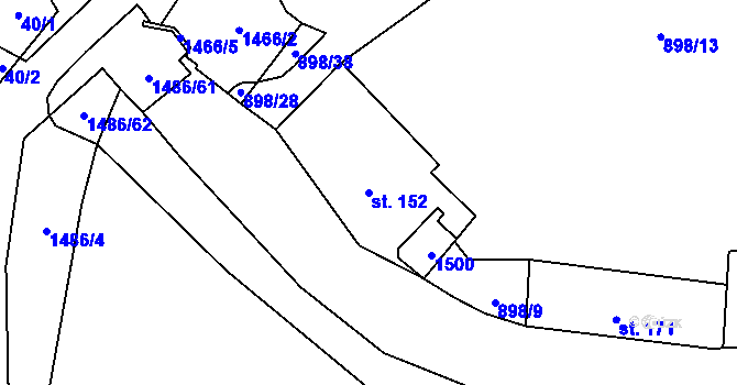 Parcela st. 152 v KÚ Chýnov u Tábora, Katastrální mapa