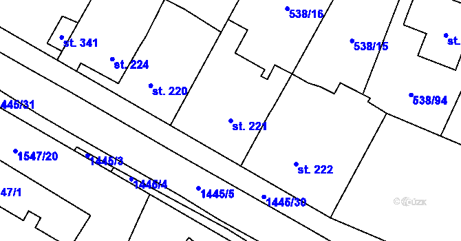 Parcela st. 221 v KÚ Chýnov u Tábora, Katastrální mapa