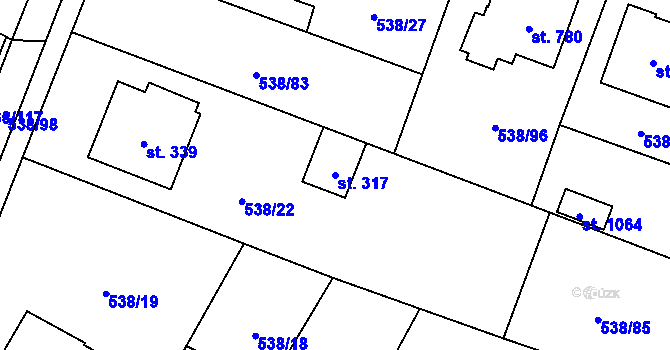 Parcela st. 317 v KÚ Chýnov u Tábora, Katastrální mapa