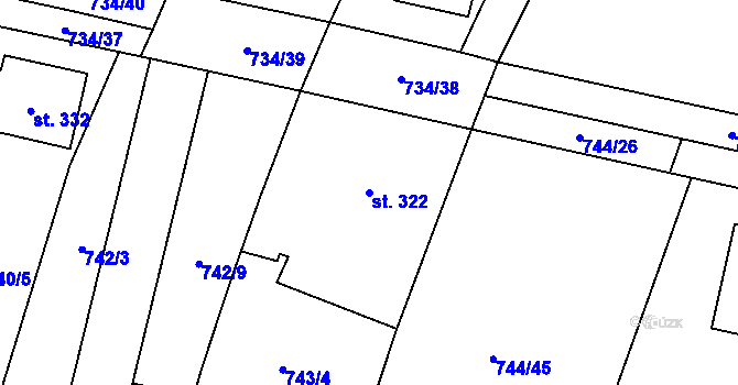 Parcela st. 322 v KÚ Chýnov u Tábora, Katastrální mapa
