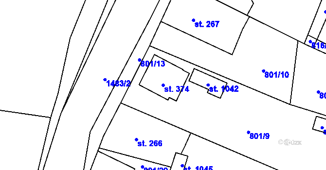 Parcela st. 374 v KÚ Chýnov u Tábora, Katastrální mapa