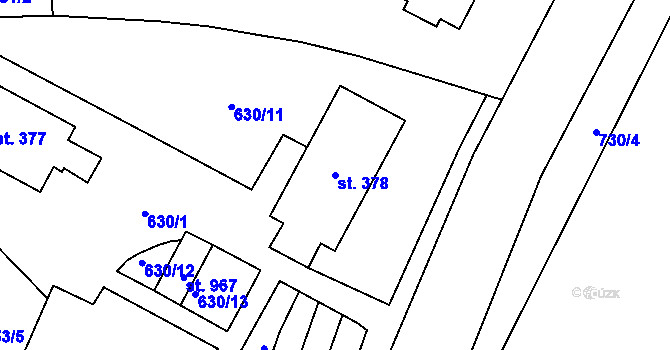 Parcela st. 378 v KÚ Chýnov u Tábora, Katastrální mapa