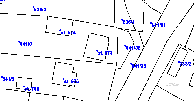 Parcela st. 573 v KÚ Chýnov u Tábora, Katastrální mapa