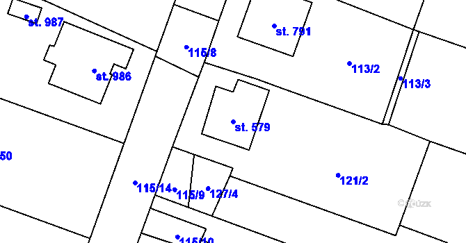 Parcela st. 579 v KÚ Chýnov u Tábora, Katastrální mapa