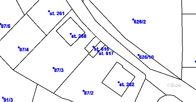 Parcela st. 617 v KÚ Chýnov u Tábora, Katastrální mapa