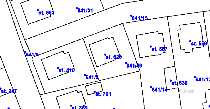 Parcela st. 620 v KÚ Chýnov u Tábora, Katastrální mapa