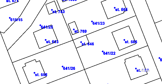 Parcela st. 646 v KÚ Chýnov u Tábora, Katastrální mapa