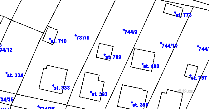 Parcela st. 709 v KÚ Chýnov u Tábora, Katastrální mapa