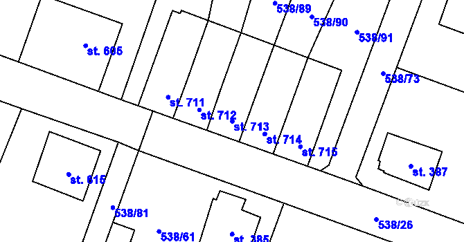 Parcela st. 713 v KÚ Chýnov u Tábora, Katastrální mapa