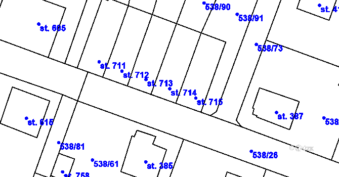 Parcela st. 714 v KÚ Chýnov u Tábora, Katastrální mapa