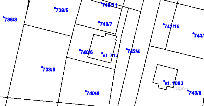 Parcela st. 717 v KÚ Chýnov u Tábora, Katastrální mapa