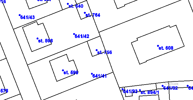 Parcela st. 756 v KÚ Chýnov u Tábora, Katastrální mapa