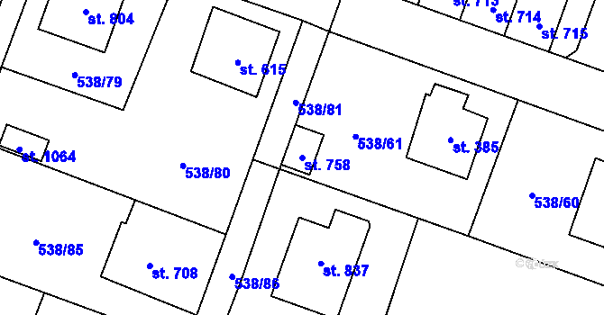 Parcela st. 758 v KÚ Chýnov u Tábora, Katastrální mapa