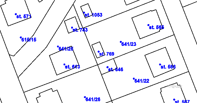 Parcela st. 769 v KÚ Chýnov u Tábora, Katastrální mapa