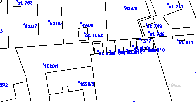 Parcela st. 806 v KÚ Chýnov u Tábora, Katastrální mapa