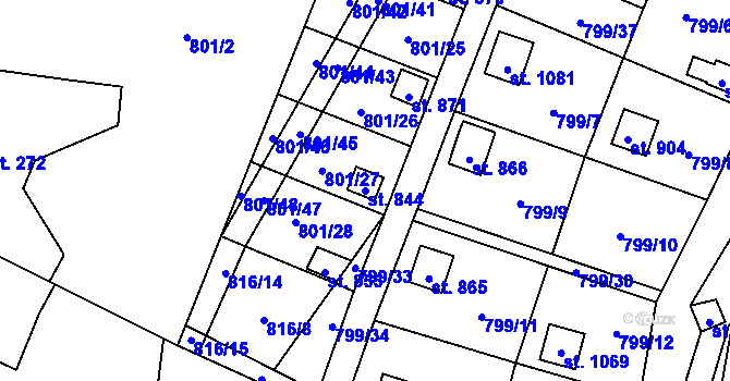 Parcela st. 844 v KÚ Chýnov u Tábora, Katastrální mapa