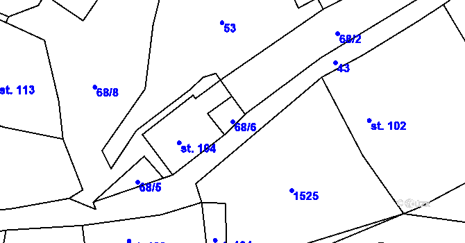 Parcela st. 68/6 v KÚ Chýnov u Tábora, Katastrální mapa