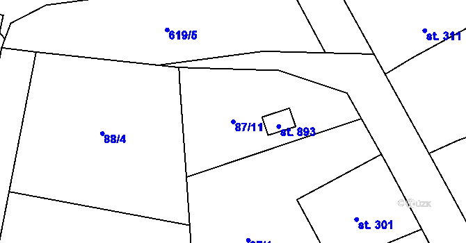Parcela st. 87/11 v KÚ Chýnov u Tábora, Katastrální mapa