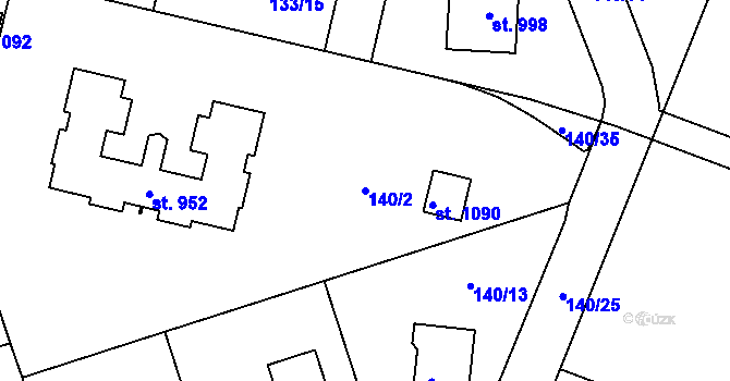 Parcela st. 140/2 v KÚ Chýnov u Tábora, Katastrální mapa