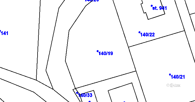 Parcela st. 140/19 v KÚ Chýnov u Tábora, Katastrální mapa