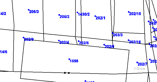Parcela st. 202/5 v KÚ Chýnov u Tábora, Katastrální mapa