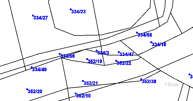 Parcela st. 334/3 v KÚ Chýnov u Tábora, Katastrální mapa