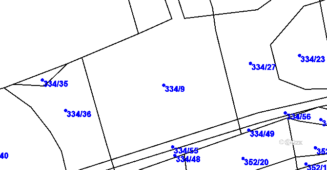 Parcela st. 334/9 v KÚ Chýnov u Tábora, Katastrální mapa