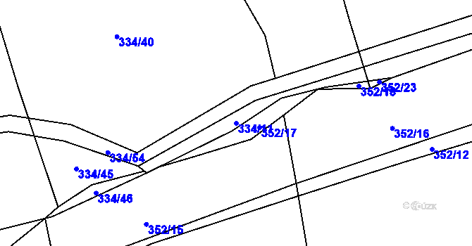 Parcela st. 334/11 v KÚ Chýnov u Tábora, Katastrální mapa