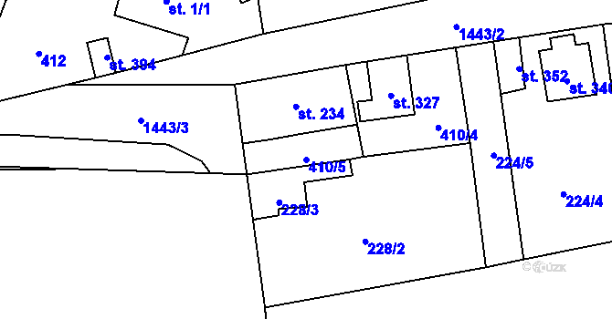 Parcela st. 410/5 v KÚ Chýnov u Tábora, Katastrální mapa