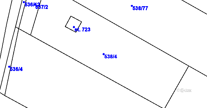 Parcela st. 538/4 v KÚ Chýnov u Tábora, Katastrální mapa