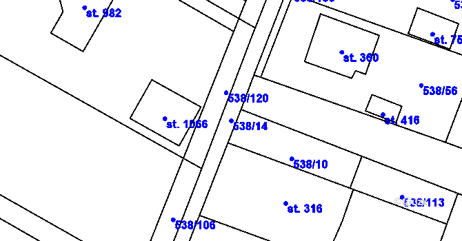 Parcela st. 538/14 v KÚ Chýnov u Tábora, Katastrální mapa