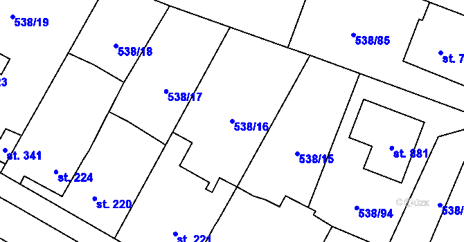 Parcela st. 538/16 v KÚ Chýnov u Tábora, Katastrální mapa